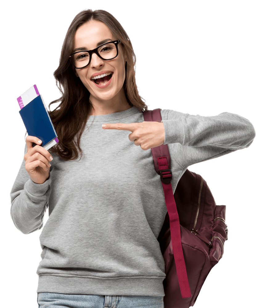 Viajante segurando passaporte